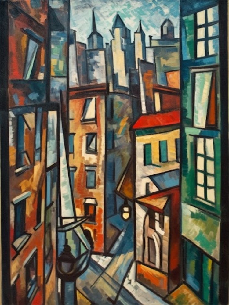 Window View New York Of In The Style Of Cubism 3