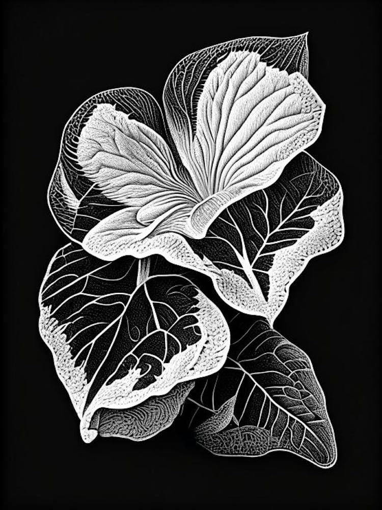 Primrose Leaf Linocut 1