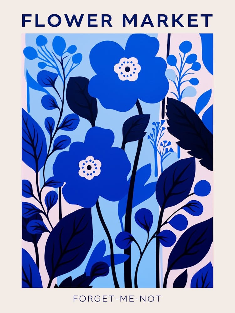 Blue Flower Market Poster Forget Me Not 1