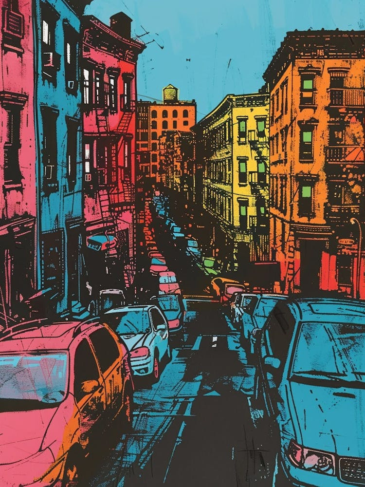 Lower East Side New York Colourful Silkscreen Illustration 3