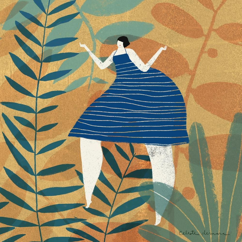 Femme En Robe Bleue