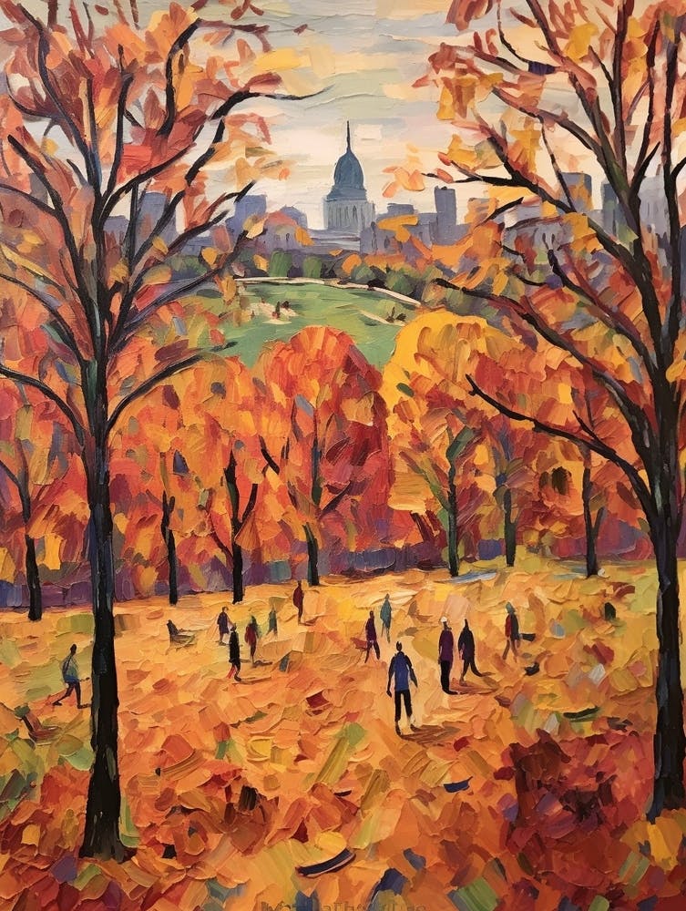 Autumn City Park Painting Greenwich Park London