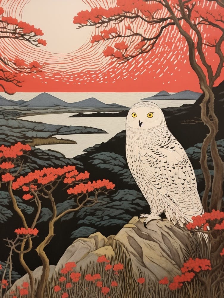 Bird Illustration Snowy Owl 1