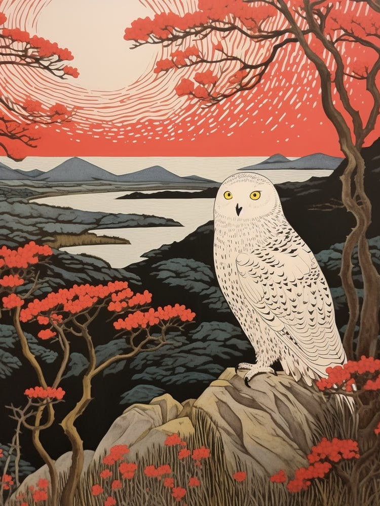 Bird Illustration Snowy Owl 1