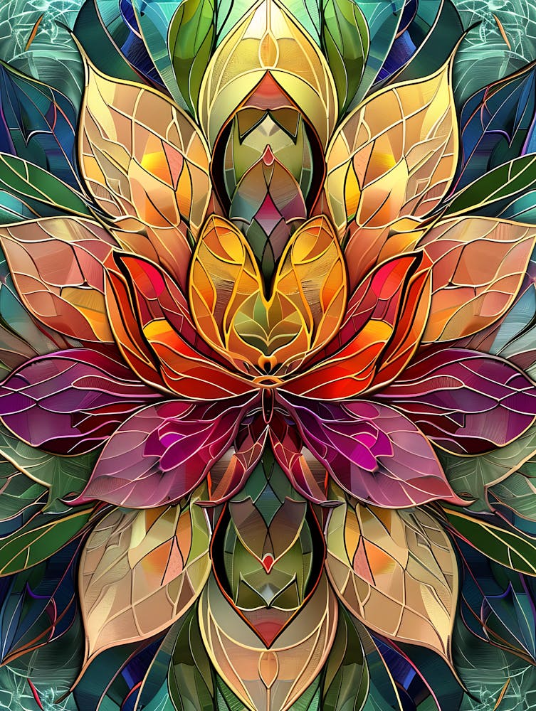 Colorful Stained Glass Flowers 1