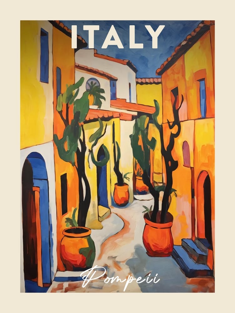 Pompeii Italy 3 Fauvist Painting Travel Poster
