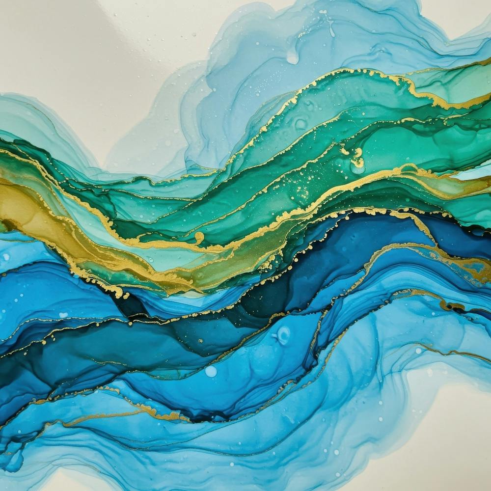 Blue And Gold Abstract Painting 2