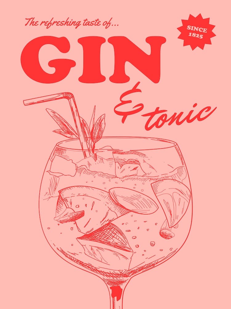Pink Retro Gin And Tonic