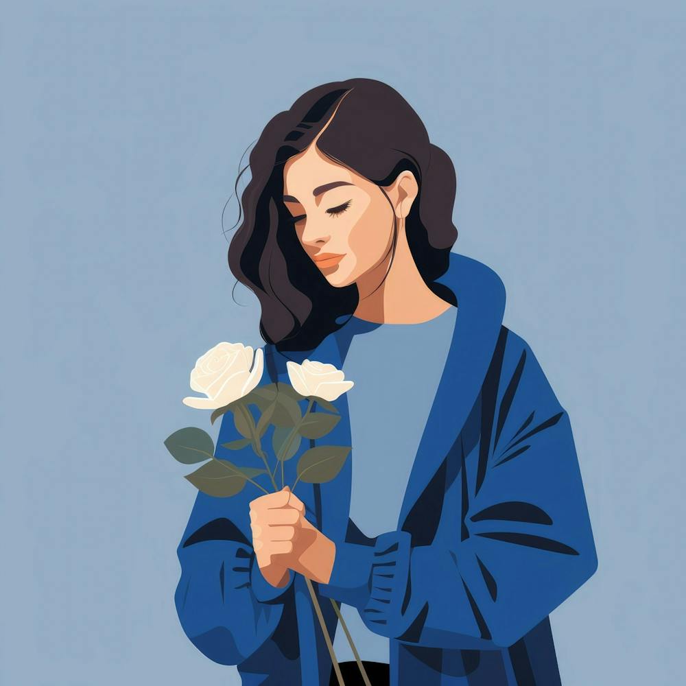 Girl Holding Roses
