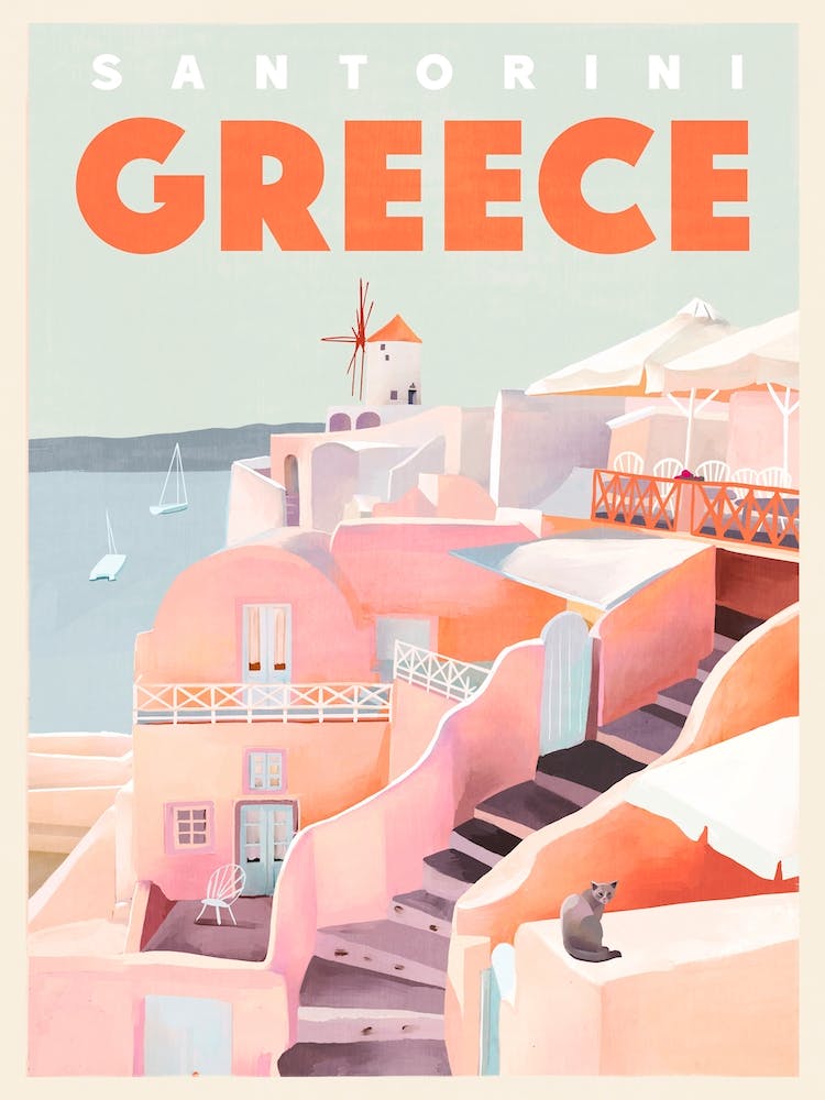 Vintage Travel Santorini Greece
