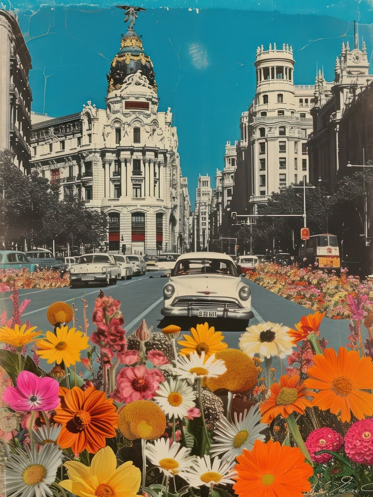 Madrid   Floral Retro Collage Style 1