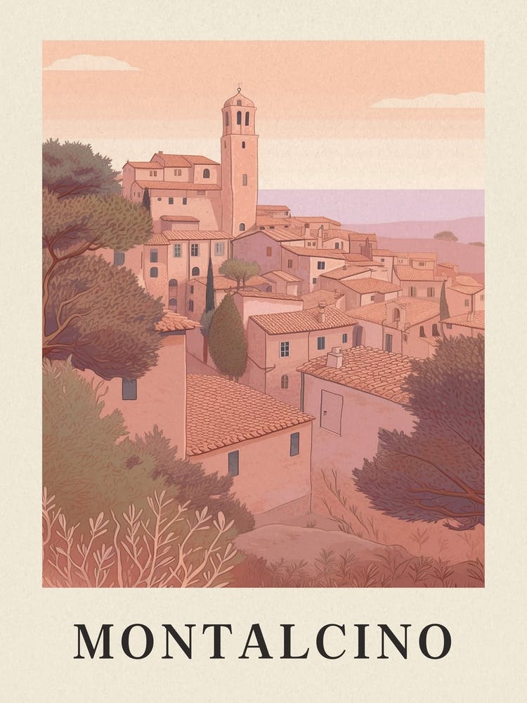 Montalcino Vintage Pink Italy Poster