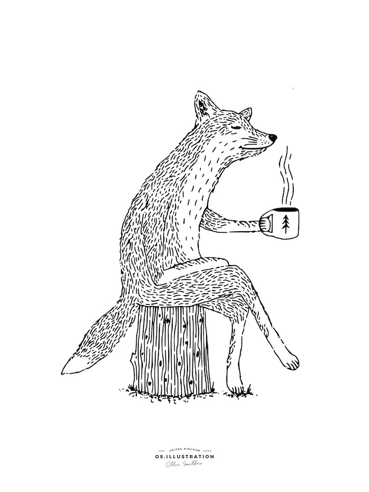 Distinguished Fox Fineline Illustration