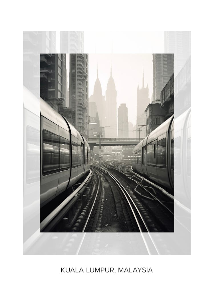 Poster Of Kuala Lumpur, Malaysia, Black And White Old Photo 4