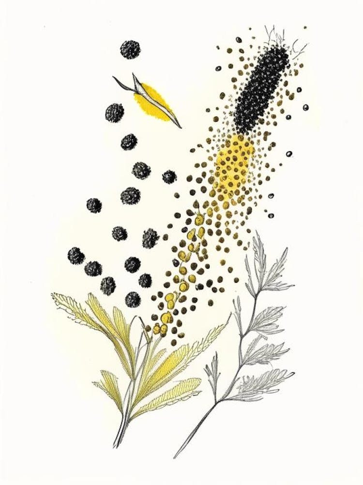 Black Mustard Seed Spices And Herbs Pencil Illustration 1