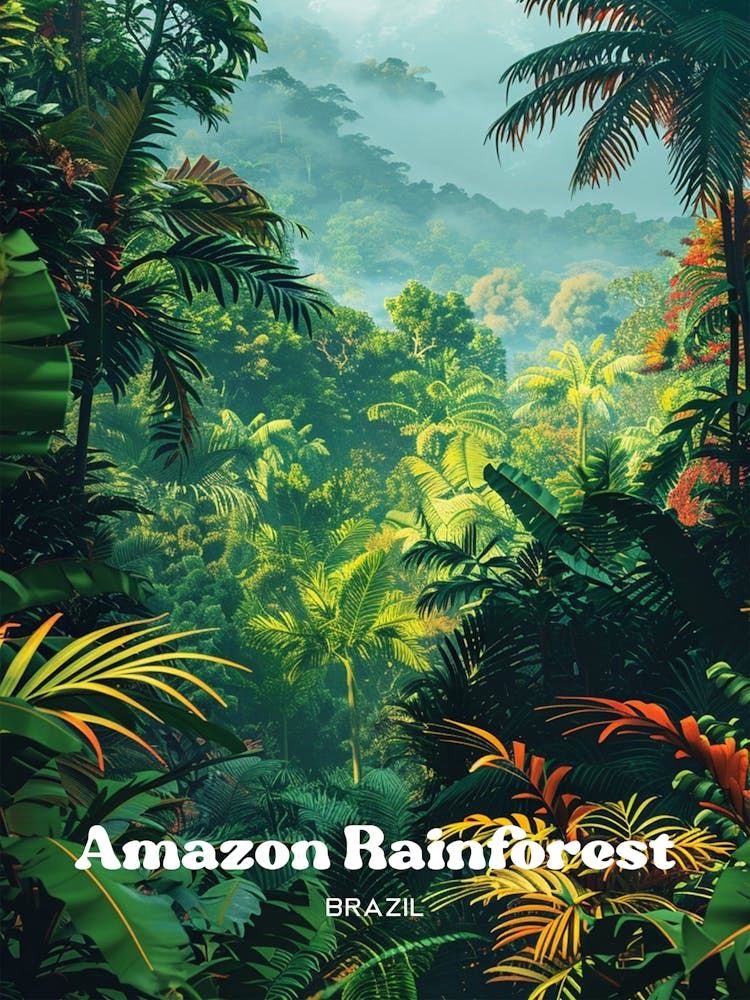 Amazon Rainforest Amazonia Travel Illustration