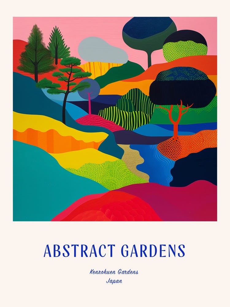 Colourful Gardens Kenrokuen Gardens Japan 1 Blue Poster