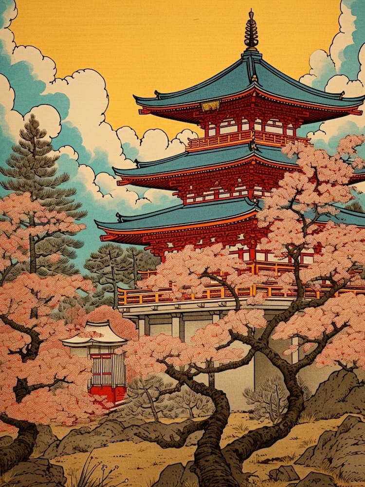 Nara Park, Japan Vintage Travel Art 2