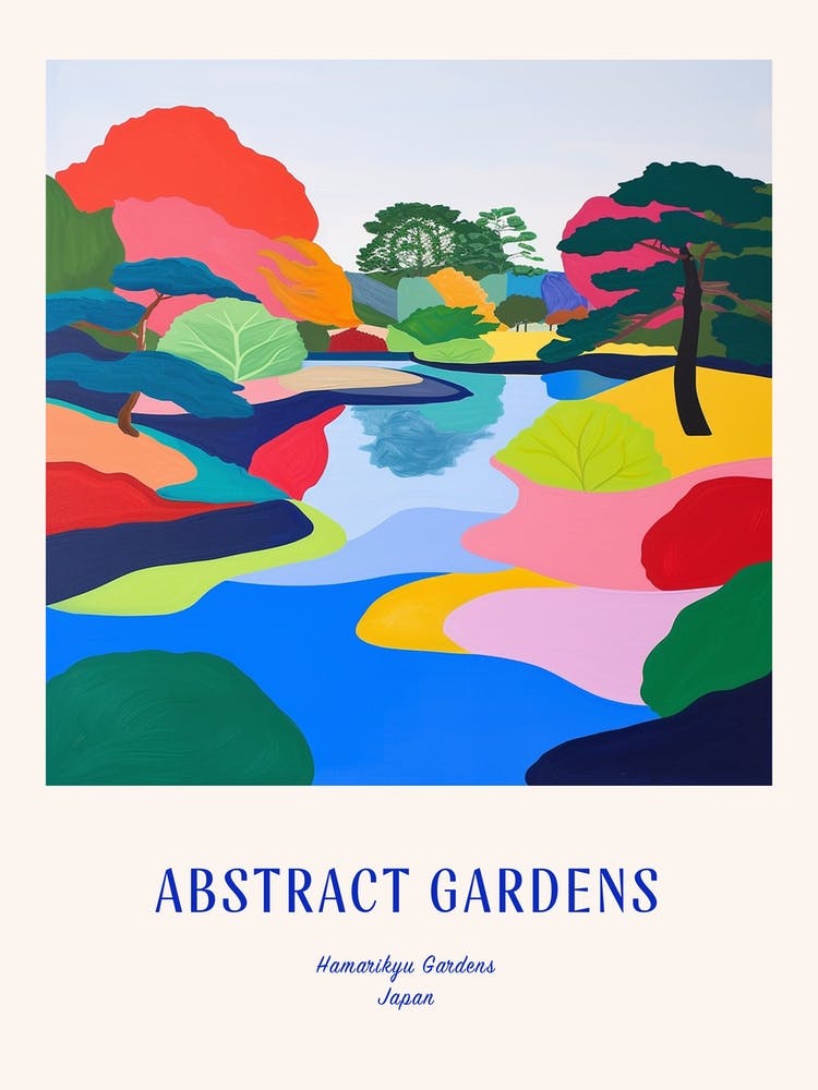 Colourful Gardens Hamarikyu Gardens Japan 3 Blue Poster