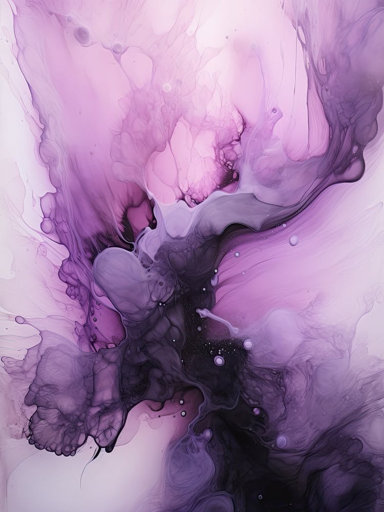 Lilac And Black Flow Asbtract Painting 2