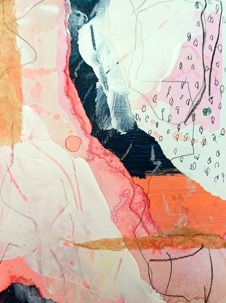 Abstract Painting Collage Orange