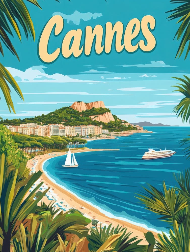 Aihrgdesign A Retro Travel Poster For Cannes Featuring The Sc 64b91f0b 8a9d 443a B17f 8bf308e695a6 2