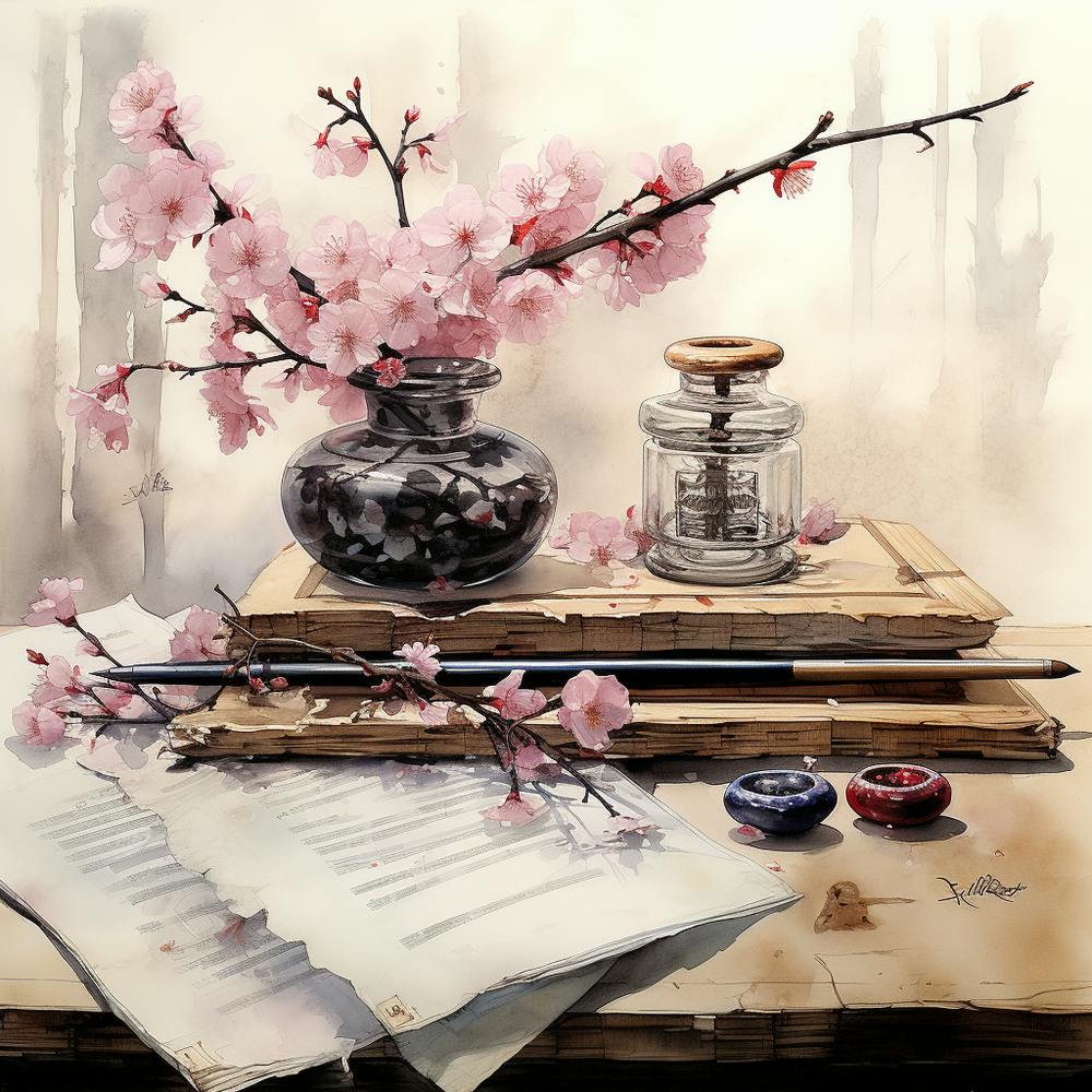 Sakura Blossoms, Ink Lettering