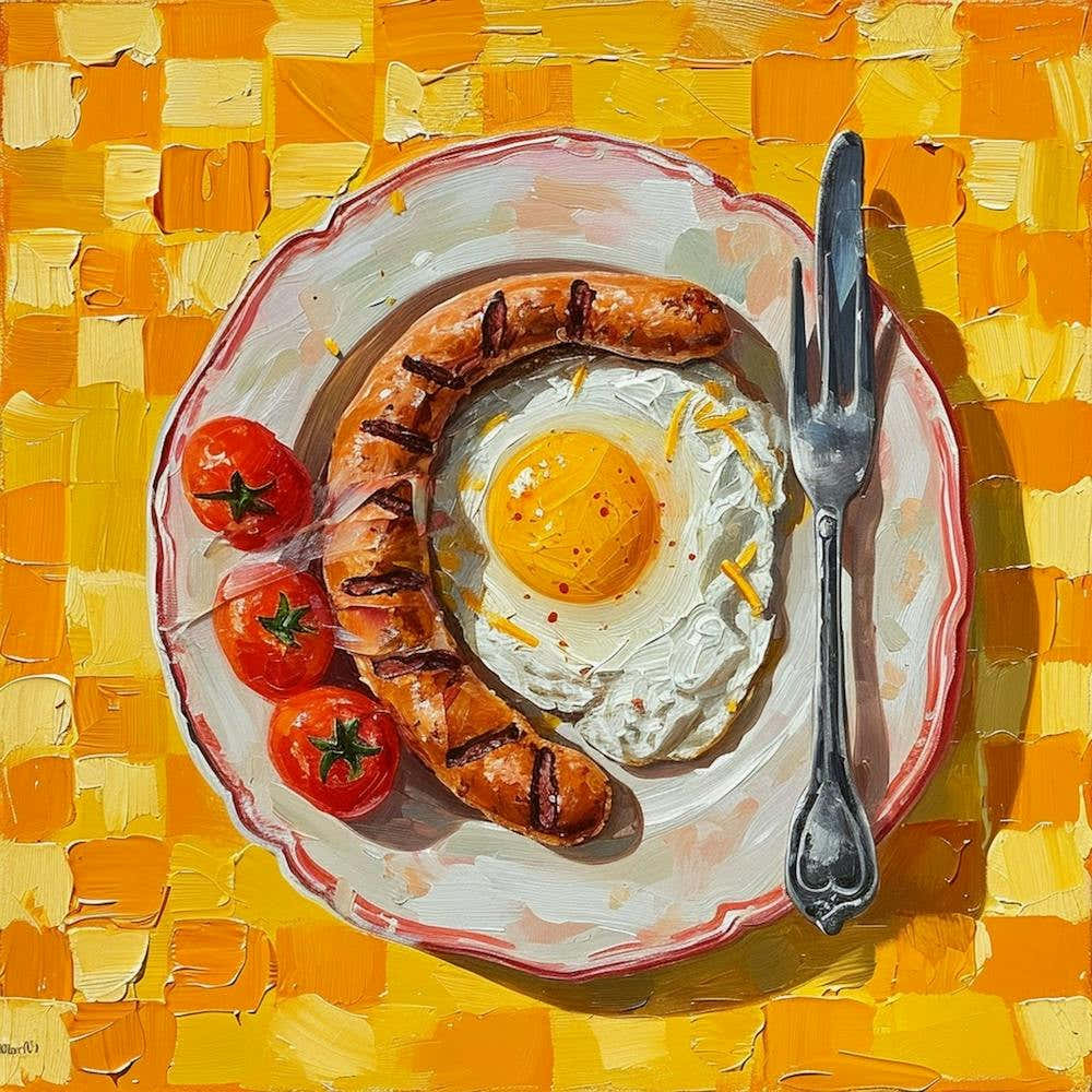 Full English Breakfast Yellow Checkerboard 2