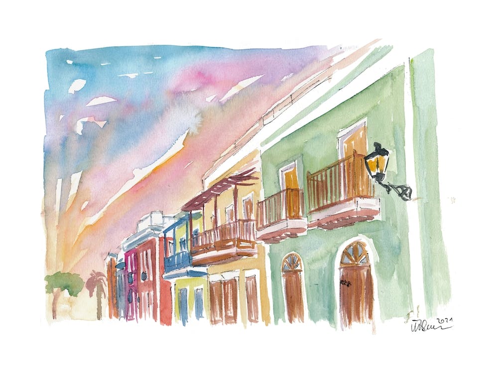 San Juan Puerto Rico Colonial Street Scene