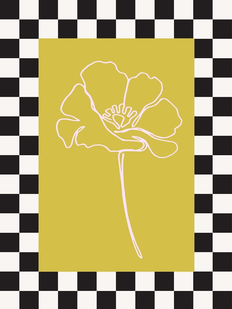 Modernes Kariertes Blumenposter 2