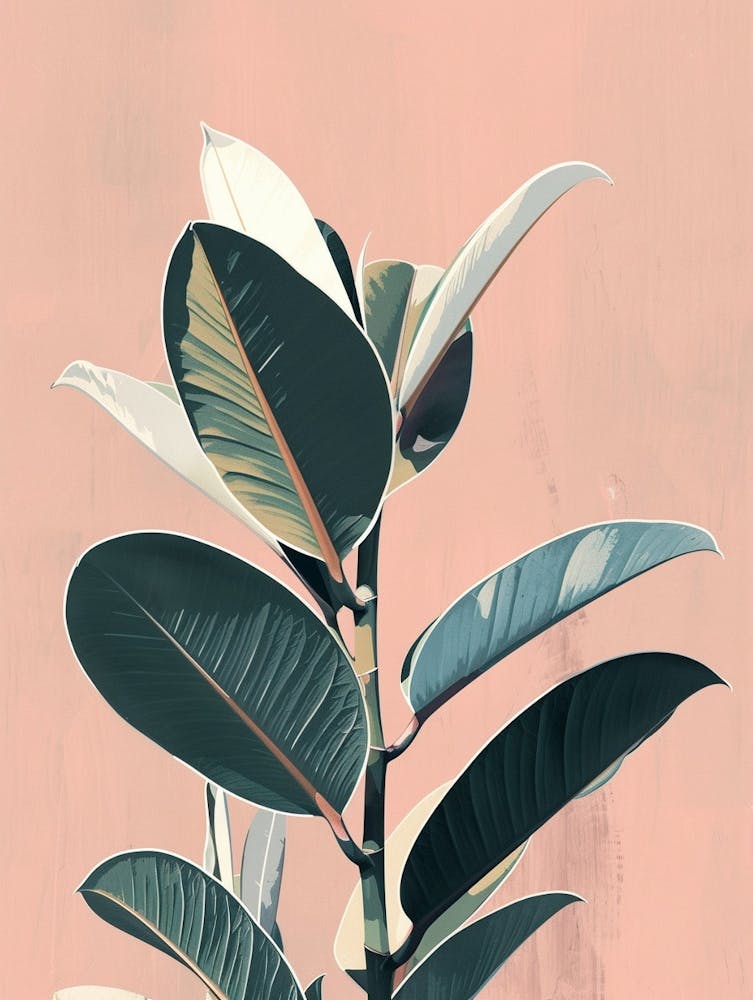 Rubber Plant Minimalist Illustration 3