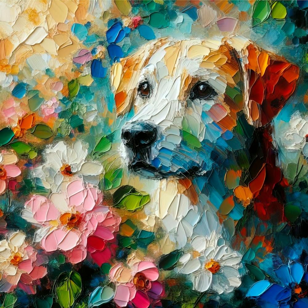 Dog In Flowers