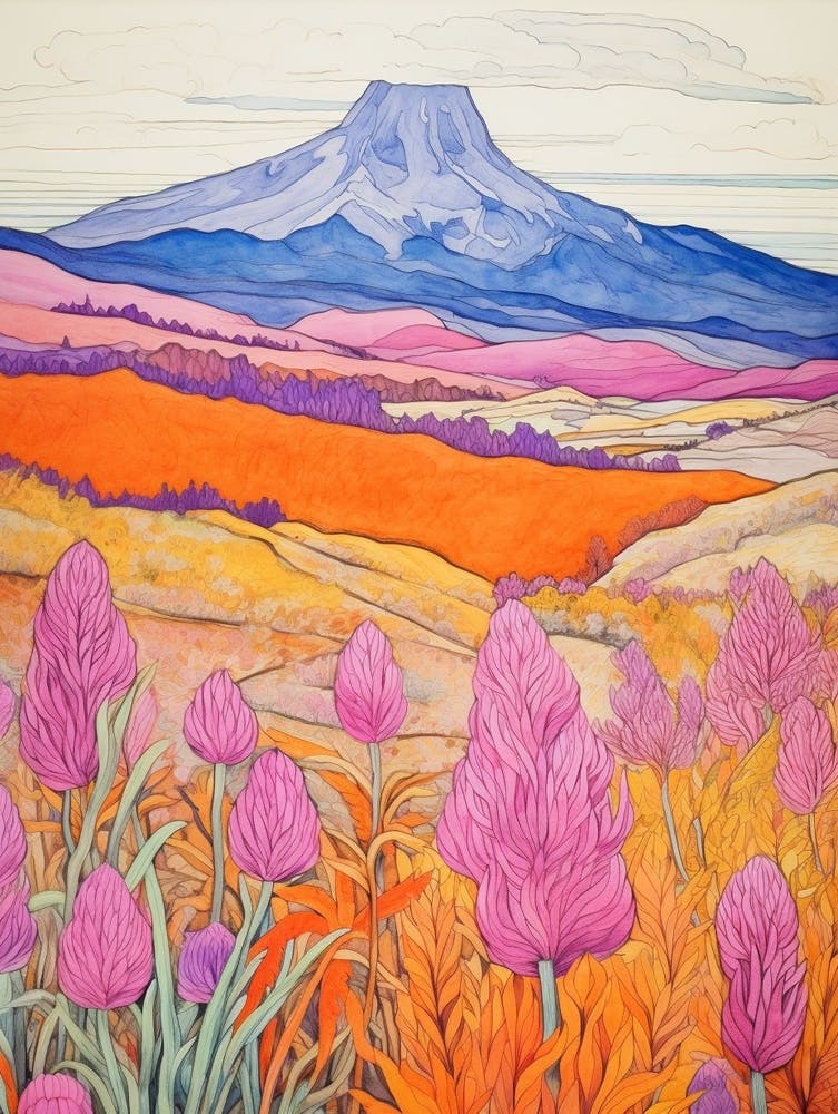 Popocatepetl Mexico 1 Farbenfrohe Bergillustration
