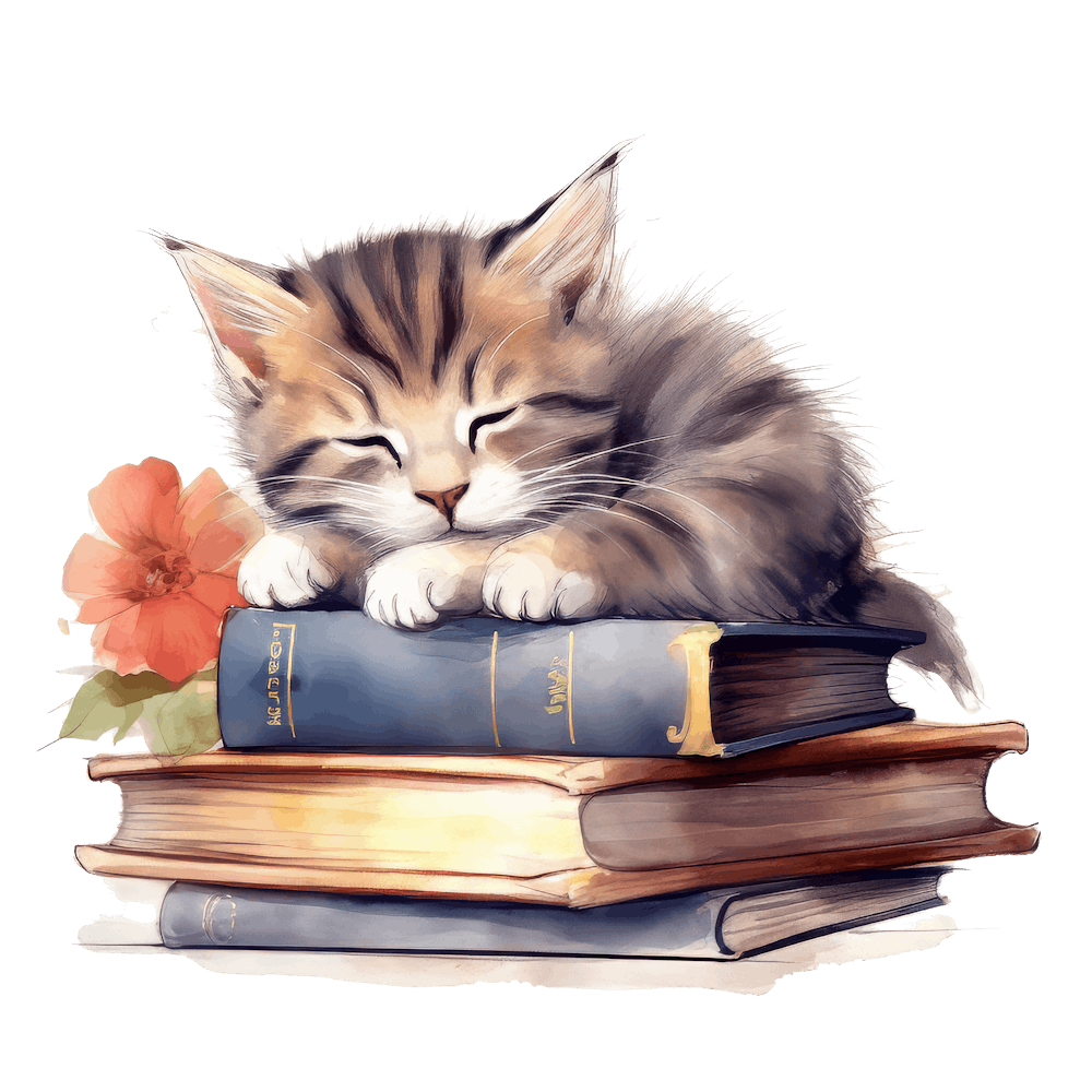 Cat Sleeping On Books 11
