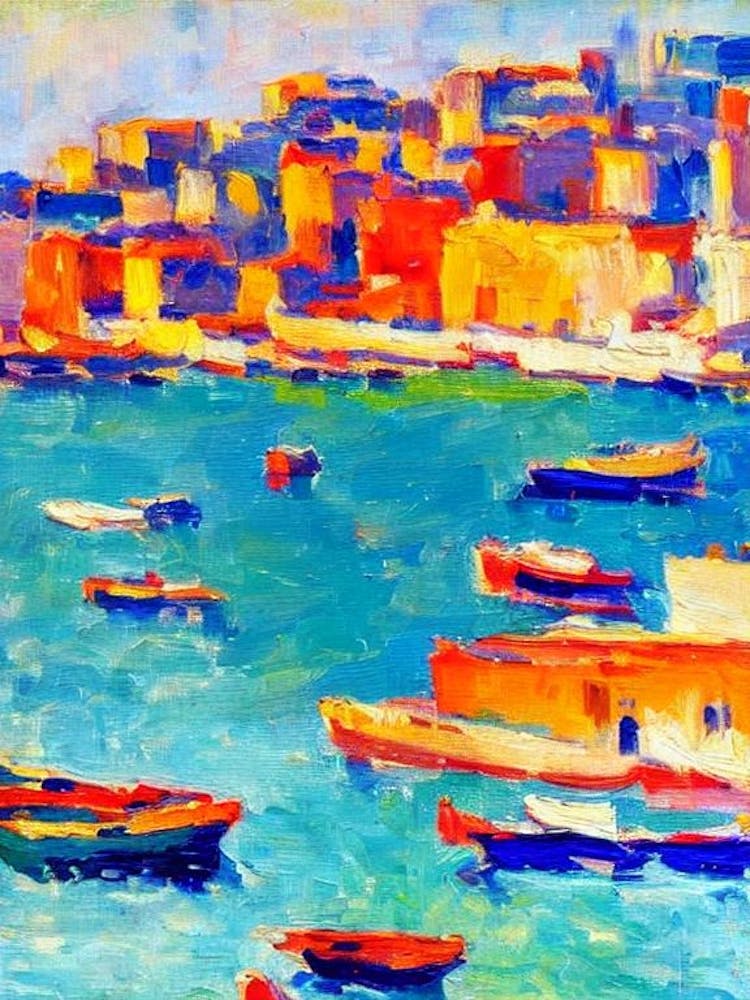 Port Of Algiers Algeria Brushwork Painting harbour