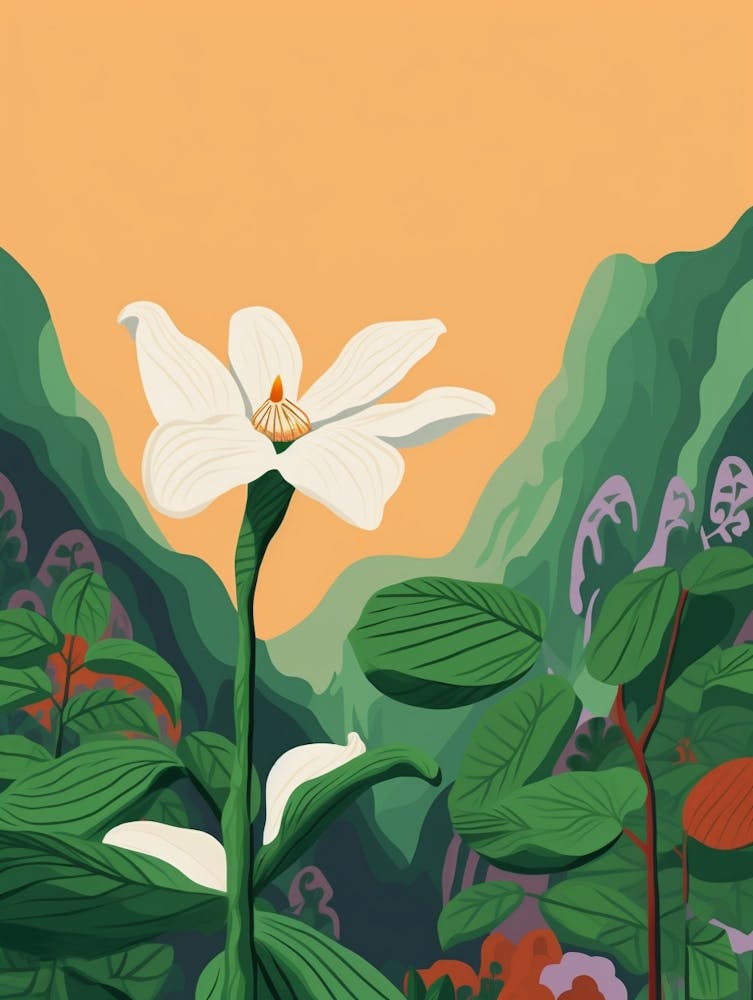 Boho Wildflower Painting White Trillium 1