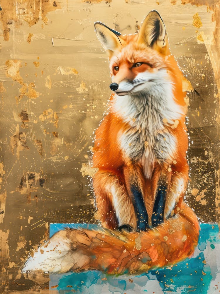 Red Fox Gold Effect Collage 2