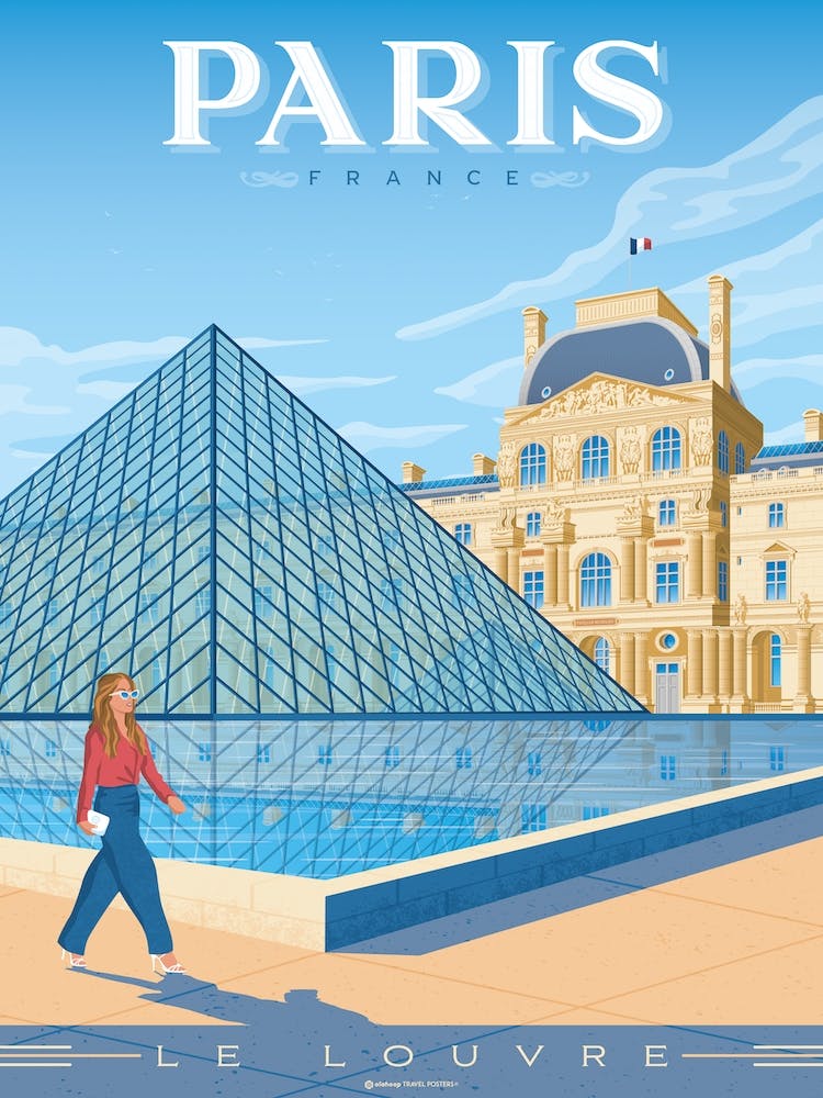 Paris France Le Louvre Museum Pyramids