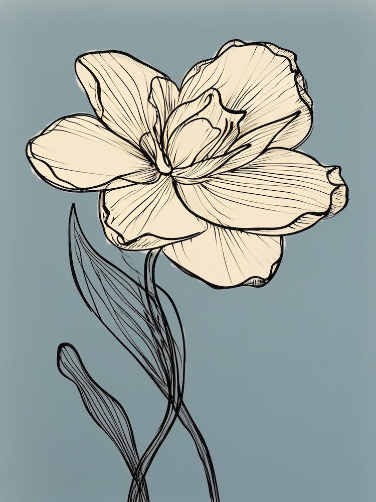 Daffodils Line Art Flowers Illustration Neutral 9