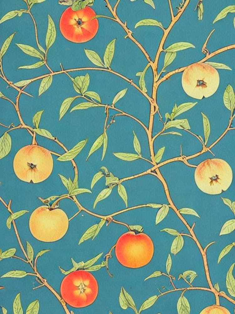 Common Persimmon tree Vintage Botanical