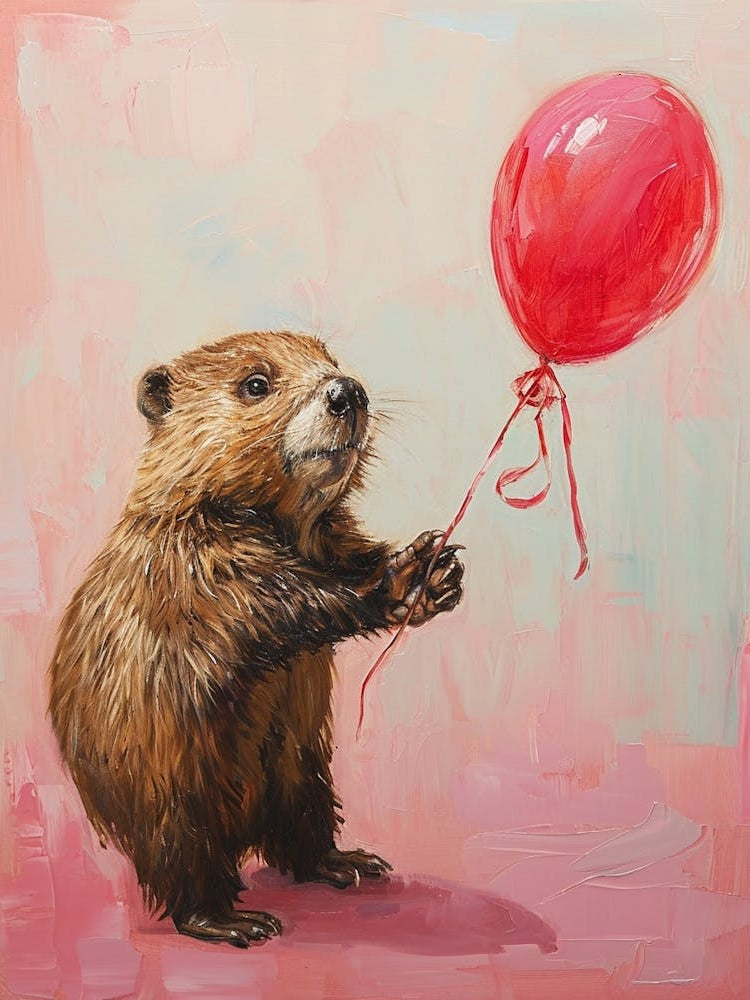 Cute Beaver 1 With Balloon