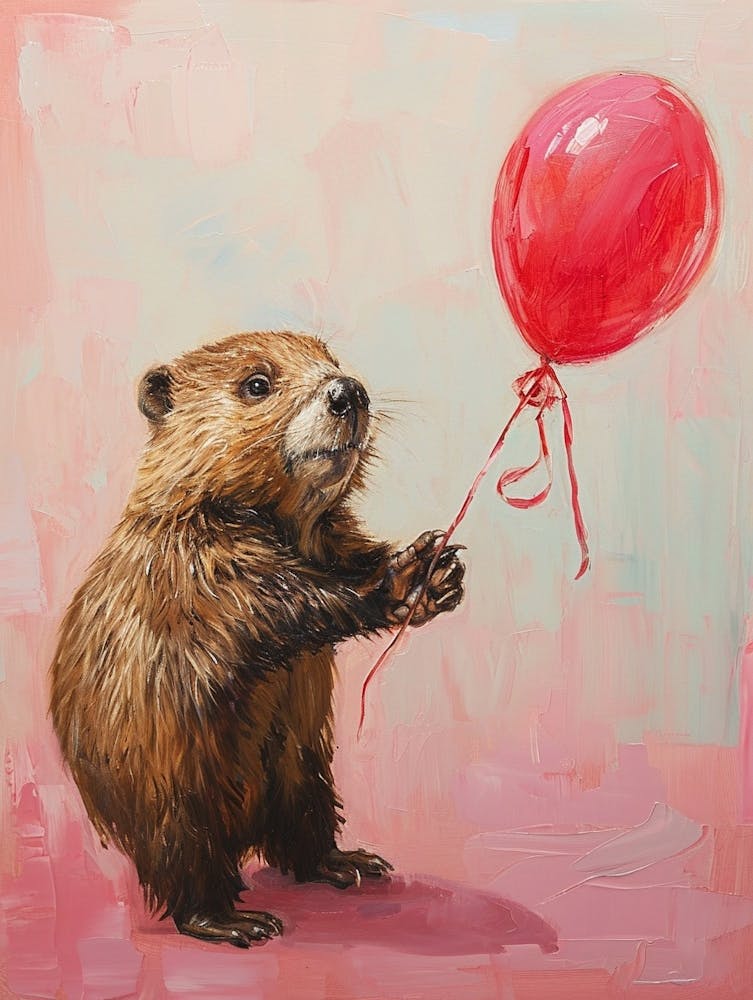 Cute Beaver 1 With Balloon
