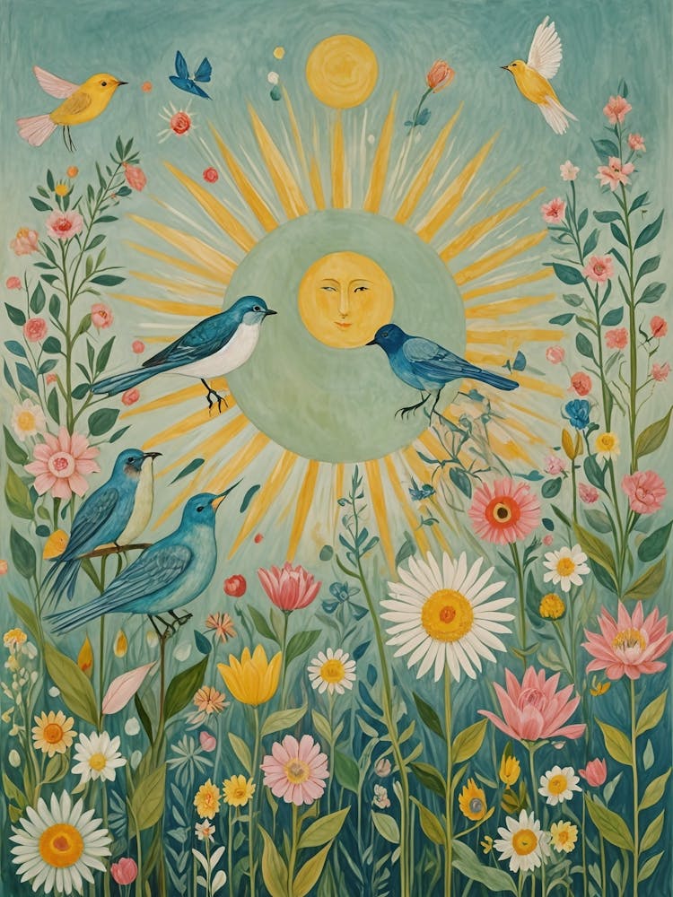 Sun Birds and Flowers