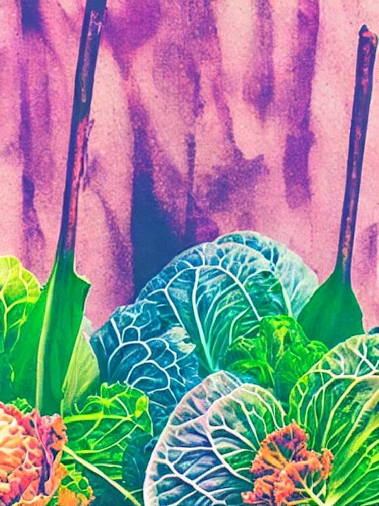 Cabbage 2 Risograph Retro Poster vegetable