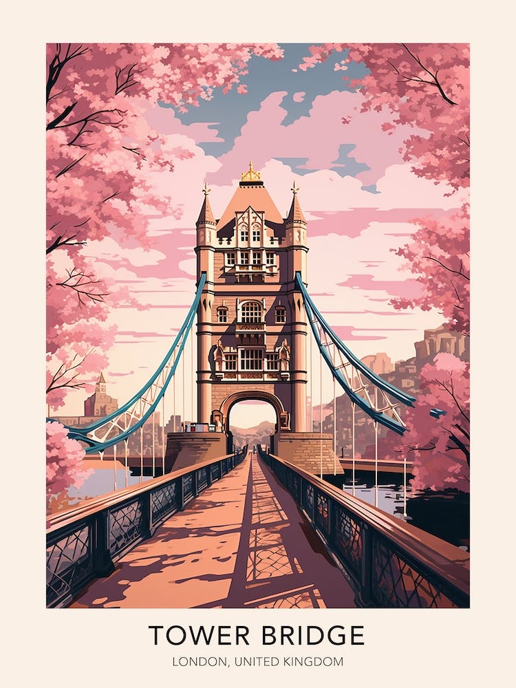The Tower Bridge London United Kingdom Travel Poster