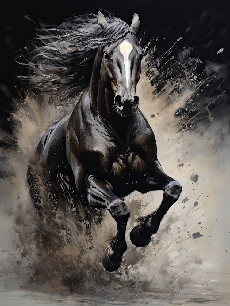 A Horse Painting In The Style Of Pouring Technique 3