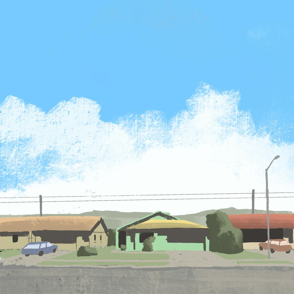 Suburban street scene, American, illustration, wall art