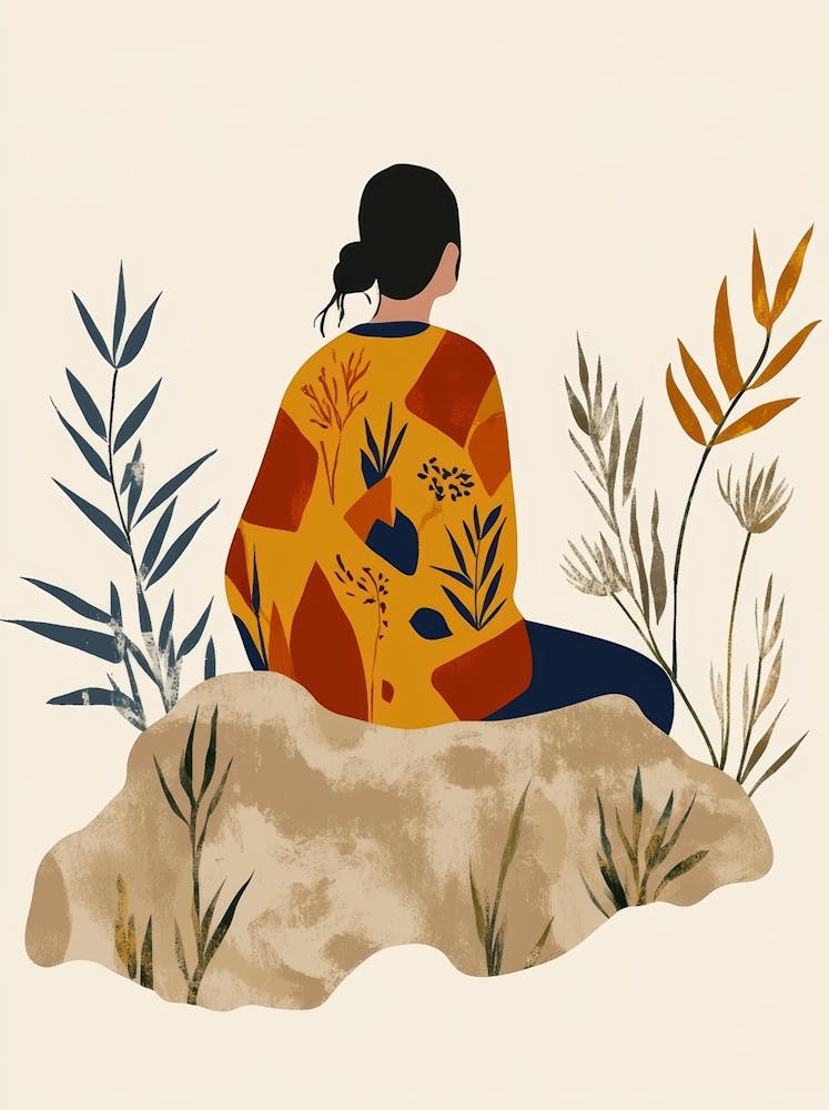 Woman Sitting In The Grass