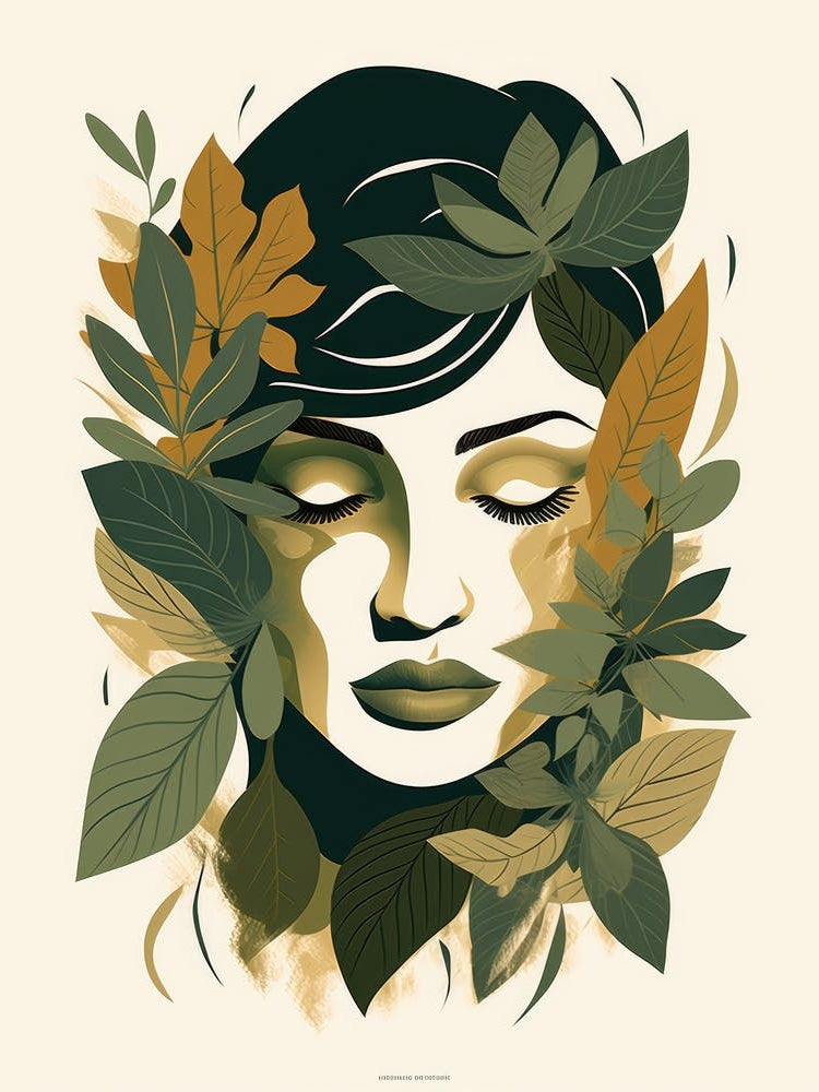 Woman With Leaves On Her Face 2