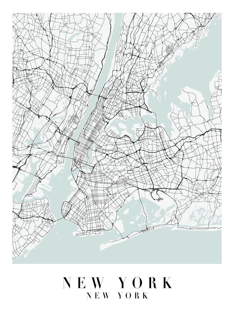 New York New York Street Map Minimal Color